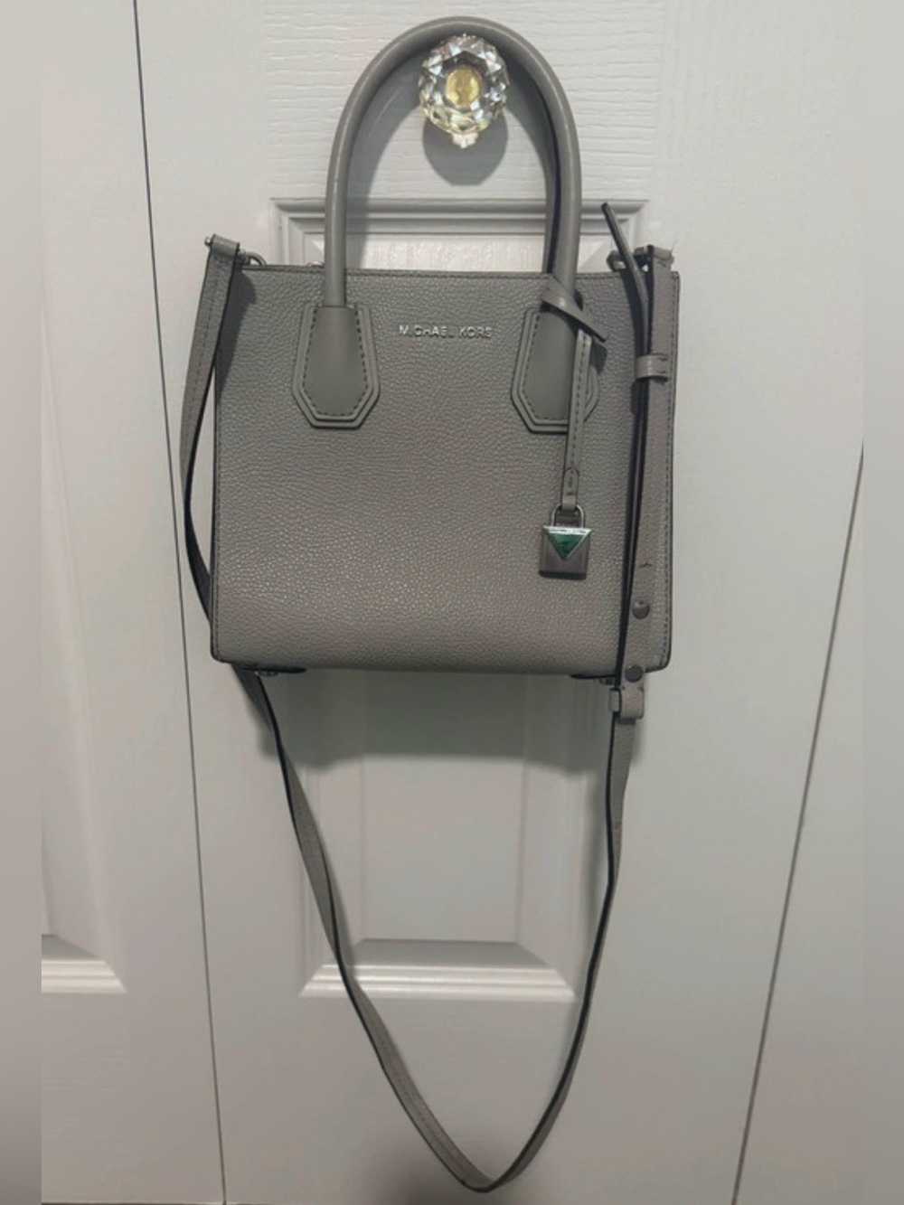 Michael Kors Gray Structured Mercer Satchel with Lock Charm